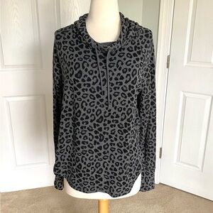 Athletic Works Gray Leopard Print Hooded Shirt